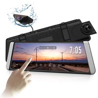 AUTO-VOX X1 Mirror Dash Cam Backup Camera 9.88"Full Touch Screen Stream Media Dual Lens AHD Reverse Camera,1296P FHD Front Camera and 720P Rear View Recorder Dash Cam with LDWS,GPS for trucks and cars