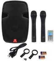 Rockville RAM15BT 15" Rechargable Powered 800W PA Speaker, 2 Mics, Bluetooth