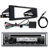 Kenwood in-Dash Single-DIN Bluetooth CD Receiver, Enrock Stereo Installation Kit ('98-'13 Harley Davidson, HD Touring), Marine 22" Universal Wired AM/FM Radio Antenna
