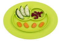 ezpz Mini Mat - One-Piece Silicone placemat + Plate (Lime), One Size