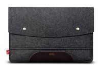 Pack & Smooch Hampshire 12 Inch Laptop Sleeve Case - Compatible with 12" MacBook - Made with 100% Merino Wool Felt and Vegetable Tanned Leather (Dark Grey/Dark Brown)