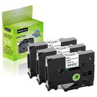 GREENCYCLE 3 PK Compatible for Brother TZ231 TZe231 TZ-231 Label Tape 12mm Black on White Work with P-Touch Printers - 12mm Wide 8m Length 1/2