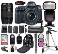 Canon EOS 5D Mark IV Digital SLR Camera Bundle with EF 24-105mm f/4L IS II USM Lens + Tamron Zoom AF 70-300mm f/4-5.6 Lens + Professional Accessory Bundle (14 items)