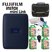 Fujifilm Instax Mini Link Portable Smartphone Printer (Dark Denim) Creative Kit Best Value Classroom Bundle with (80) Instax Mini Films + Carrying Bag + More