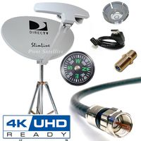 DIRECTV 4K SWM5 Complete Kit for Portable Mobile Camping RV Tailgate Trailer, Tripod, RG6 Coaxial, HDMI Cable, Slimline Dish RB SL5 for UHD GENIE H24 H25 HR34 HR44 HR54 (1 Piece, RB SWM5 RV KIT)