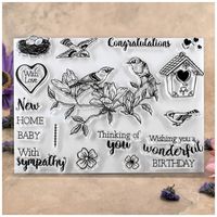 Kwan Crafts Bird Thinking of you Birthday Congratulations New Home Birdcage With Sympathy Clear Stamps for Card Making Decoration and DIY Scrapbooking