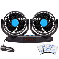 EXCOUP Car Fan 12V Vehicle Fan with 12 Speeds, 5 inch Truck Air Fan LED Display with Temperature & Humidity Dual Head 360 Degree Rotatable