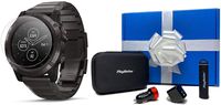 Garmin Fenix 5X Plus+ Sapphire (DLC Titanium) Gift Box Bundle | +Screen Protectors, PlayBetter Portable Charger, USB Adapters & Case | Multisport GPS Watch, Maps, Garmin Pay, Spotify