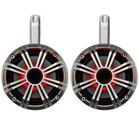 White Kicker Wake Tower System with Silver Kicker 6.5" Marine RGB LED Speakers (pair)