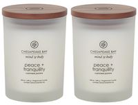 Chesapeake Bay Candle Scented Candles, Peace + Tranquility (Cashmere Jasmine), Medium (2-Pack)