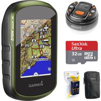 Garmin eTrex Touch 35 Color GPS/GLONASS w/ 3-axis Compass (010-01325-10) + 32GB Memory Card + LED Brite-Nite Dome Lantern Flashlight + Carrying Case + 4X Rechargeable AA Batteries w/Charger