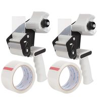 JARLINK Packing Tape Dispenser Gun (2 Pack) with 2 Rolls Tape, 2 inches Lightweight Industrial Side Loading Tape Dispenser for Shipping Packaging Moving Sealing (Grey & Black)