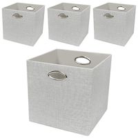 Posprica Storage Cubes, 12×12 Collapsible Storage Basket Bins,Heavy Duty Fabric Containers, 4pcs, Grey