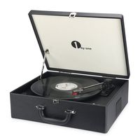1byone Suit case Style Turntable with Speaker, Wireless Support and Vinyl to MP3 Recording, Belt Driven Record Player, Black
