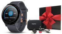 Garmin vivoactive 3 Music Gift Box Bundle | with HD Screen Protector (x4), PlayBetter USB Wall & Car Charging Adapters, Hard Case | Multi-Sport Fitness GPS Watch | Gift Box (Music - Blue/Rose Gold)