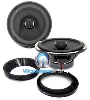 pkg P165 CV - Focal 6.5" 2-Way Polyglass Sound Quality Coaxial Speakers + Arc Audio 5.25" to 6.5" Speaker Adapter Rings For Motorcycles