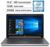 HP Premium 15.6" WLED-Backlit HD Touchscreen Laptop, Intel Core i5-72000U Processor Up to 3.10 GHz, 12GB Memory, 256GB Solid State Drive, HDMI, 802.11b/g/n, Bluetooth 4.2, Windows 10 Home, Silver