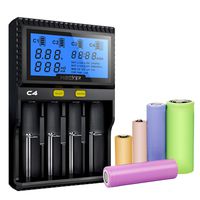 Miboxer C4 V3 Universal 18650 Charger 4 Slots for Rechargeable Batteries Ni-MH Ni-Cd AA AAA Li-ion LiFePO4 IMR ICR 10340 18650 26650 21700 with Protect Board