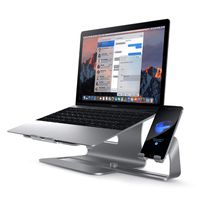 Bestand 2 in 1 Laptop and Phone Stand Aluminum Cooling Computer Stand & Holder Compatible with MacBook Air/Pro, iPhone Series, Grey