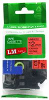 LM Tapes - Brother PT-P300 Cube 1/2" (12mm 0.47 Laminated) Black on Red Compatible TZe P-touch Tape for Brother P-touch Cube Brother Model P300 Label Maker with FREE Tape Guide Included