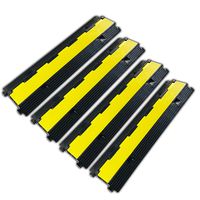 FCOME 4 Pack Rubber Cable Ramp Hose Cable Protector Ramp 2 Channel 22000Lbs Load Capacity Traffic Speed Bump Wires Power Lines Extension Cord Cover for Indoor Outdoor