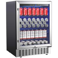 Aobosi 24 Inch Beverage Cooler, 164 Cans Freestanding and Built-in Beverage Refrigerator with Advanced Cooling System, Adjustable Shelf, Energy Saving, Ideal for Soda, Water, Beer, Wine