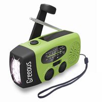Hurricane Radio Weather Station,Waterproof,Emergency Radio with Hand Crank, Solar Powered,1200mAh FM/AM/NOAA, Cellphone Charger,Potable,Flashlight,Survival kit,Green,Greeous
