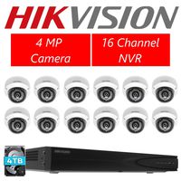 Hikvision DS-7616NI-E2/16P 16CH POE NVR & 6pcs DS-2CD2142FWD-I 2.8mm Dome Camera + 6pcs DS-2CD2142FWD-I 4.0mm Dome Camera + 4TB Hard Drive Kit with mounts