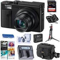 Panasonic LUMIX ZS80, 20.3 Megapixel Digital Camera, 4K Video, 30X Zoom Lens, DC-ZS80K (Black), Bag, Battery, Dual Charger, Tripod, 64GB SD Card + Case, PC Software Pack, Cleaning Kit, Card Reader