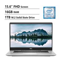 Dell Inspiron 7000 Laptop, 15.6" FHD LED Display, Intel I7-8550U, 16GB Ram, 1TB M.2 SSD, NVIDIA GeForce 940MX, Wireless-Ac, Backlit Keyboard, Waves MaxxAudio Pro, Win10 Home, Silver