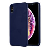Kit Me Out World Abstract Series Case Designed for iPhone Xs Case, Full Matte Slim Fit Flexible TPU Minimal Durable Protection Case Cover Abstract Triangles Design (Blue)