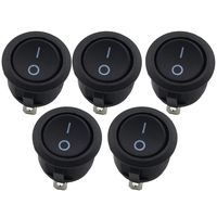 Magic&shell 5-Pack Round Rocker Power Switch 6A 250V AC 2 Pin 2 Position ON/Off Power Switch SPST Black Button