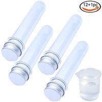 Rainbow-B 12 Clear Plastic Test Tubes with Screw Caps, Bath Salt Containers, 25x140mm(40ml) with 1 100ml Plastic Beaker