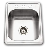 Houzer A1722-7BS-1 ADA Glowtone Topmount Stainless Steel 17" x 22" Sink with 3 Holes