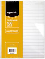 AmazonBasics College Ruled Loose Leaf Filler Paper, 100 Sheet, 11 x 8.5 Inch, 6-Pack