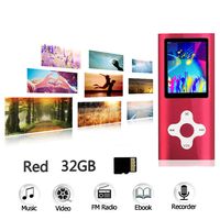 Ploveyy MP3 Player MP4 Player Including a 32GB Micro SD Card,extensible 64 GB,Mini USB Port 1.8 LCD, with Photo Viewer, E-Book Reader, Voice Recorder & FM Radio,Video/Media/Music Player (32G-Red)