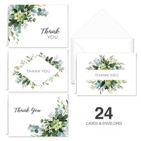 Lush Greenery Thank You Notes / 24 Cards and Envelopes