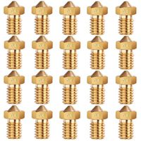 E3D Nozzles, ExcelFu M6 0.4mm Brass Nozzle Extruder Print Head for 1.75mm Filament E3D V5-V6 3D Printer, Pack of 20