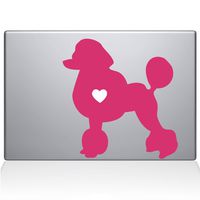 The Decal Guru Poodle Love Silhouette Decal Vinyl Sticker, 15" MacBook Pro (2015 & Older Models), Pink (2338-MAC-15P-BG)