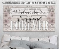 Personalized - Always and Forever Large Canvas Wall Art - Stretched on a Heavy Wood Frame - Perfect for Above a Couch or Headboard - Makes a Great Housewarming Gift Under $50