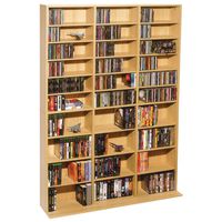 Atlantic Oskar Adjustable Media Wall-Unit - Holds 1080 CDs, 504 DVDs or 576 Blu-Rays/Games, 30 Adjustable and 6 fixed shelves PN38435715 in Maple