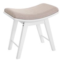 SONGMICS Vanity Stool, Modern Makeup Dressing Stool with Concave Seat Surface, Padded Bench with Rubberwood Legs, Capacity 286lb, for Bedroom, White
