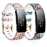 Koreda Compatible Fitbit Inspire/Inspire HR Bands Women Men, 2 Pack Soft Silicone Floral Print Band Bracelet Strap Replacement for Fitbit Inspire/Inspire HR Smartwatch