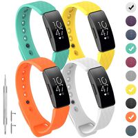 GVFM Compatible with Fitbit Inspire/Inspire HR Bands, Adjustable Soft Silicone Bracelet Accessories Sport Strap for Women Men Wristbands (Small: 5.5-6.7 inch, 4-Orange,White,Yellow and Teal)