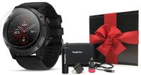 Garmin Fenix 5X Plus+ Sapphire Gift Box Bundle | with Screen Protectors, PlayBetter Portable Charger, USB Adapters & Case | Multisport GPS Watch, Maps/ClimbPro, Garmin Pay, Music | Gift Box (Black)