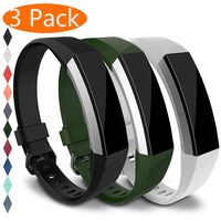 KingAcc Compatible Replacement Bands for Fitbit Alta HR, Fitbit Alta, Silicone Fitbit Alta HR Band Alta Band, Buckle Wristband Strap Women Men (3-Pack, Black&White&ArmyGreen, Large)