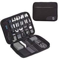 BGTREND Electronics Travel Organizer, Oxford Cable Bag with Strap, Large Tech Organizer Case, Black