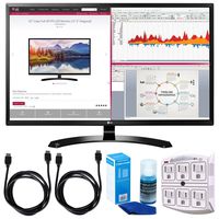 LG 32MA68HY-P 32-Inch IPS Monitor with Display Port and HDMI Inputs Bundle with 2X 6ft HDMI Cable, SurgePro 6-Outlet Surge Adapter with Night Light and Screen Cleaner for LED TVs