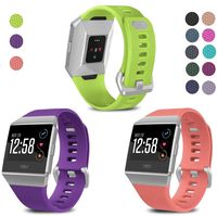 SKYLET Compatible with Fitbit Ionic Bands, 3 Pack Soft Replacement Sport Wristbands Compatible with Fitbit Ionic Smart Watch with Buckle Men Women (Large: 6.3-8.7 inches, Lime&Purple&Peach Pink)