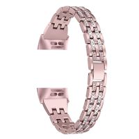 TOYOUTHS Compatible with Fitbit Charge 3 Bands Women Rose Gold Replacement Metal Bling Diamond Rhinestone Jewelry Strap Wristband for Fitbit Charge 3 Fitness Tracker, Rose Gold